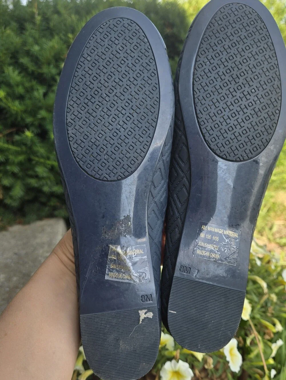 Tory Burch Jelly Flats Navy Blue Bow Size 8